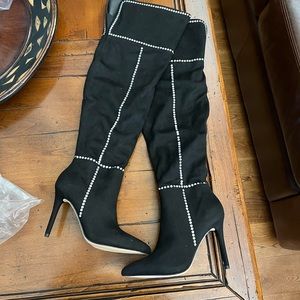 Jessica Simpson Size 6 Suede and Rhinestone Knee Boots